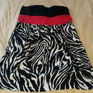 Zebra print strapless cocktail dress