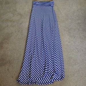 Blue and white maxi skirt