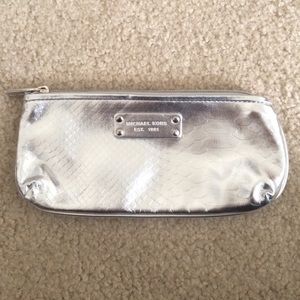 Silver Metallic Michael Kors Pencil Case