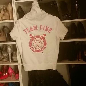 Vintage VS Pink white short sleeve hoodie