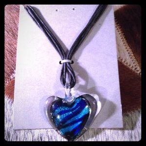 Blue zebra print necklace
