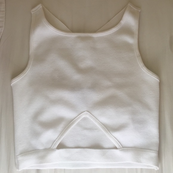 White crop top with cut out