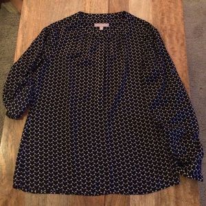 Banana republic silk black hearts blouse