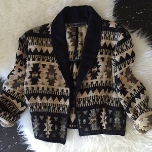 Vintage Aztec Print Cropped Jacket