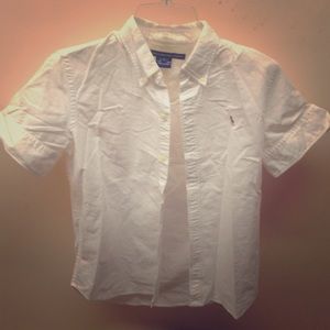 Ralph Lauren shortsleeve white button down top