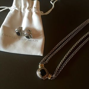 David Yurman Albion Matching Onyx necklace earring
