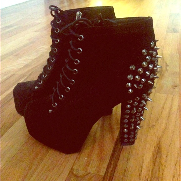Black platform studded booties! Worn once!