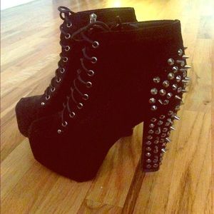 Black platform studded booties! Worn once!