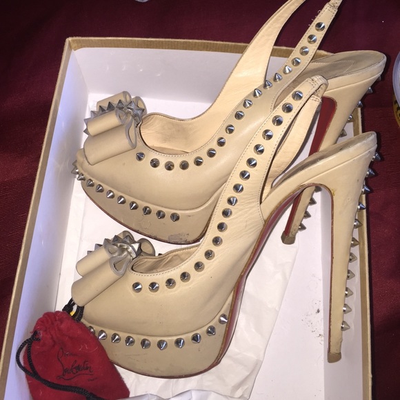 Christian Louboutin Shoes - LOUBOUTIN LADY CLOU SPIKED SLINGBACK PUMPS HEELS