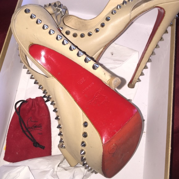 LOUBOUTIN LADY CLOU SPIKED SLINGBACK PUMPS HEELS - Picture 2 of 4