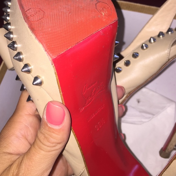 LOUBOUTIN LADY CLOU SPIKED SLINGBACK PUMPS HEELS - Picture 3 of 4