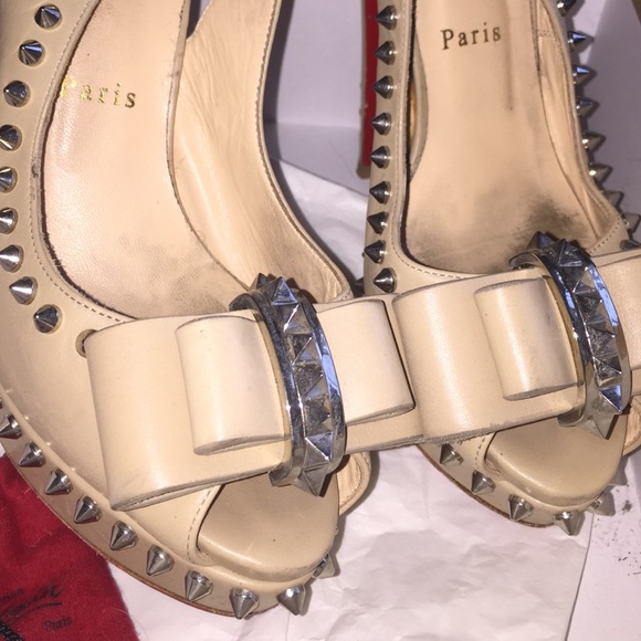 LOUBOUTIN LADY CLOU SPIKED SLINGBACK PUMPS HEELS - Picture 4 of 4