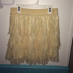 Layered lace mini skirt