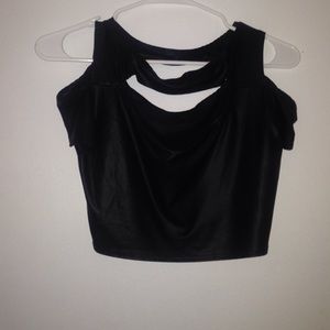 Faux leather crop