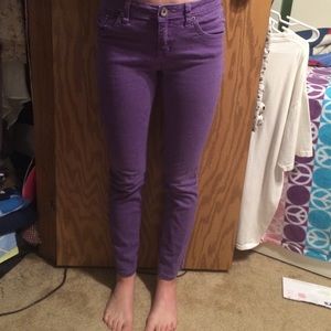 purple skinny jeans