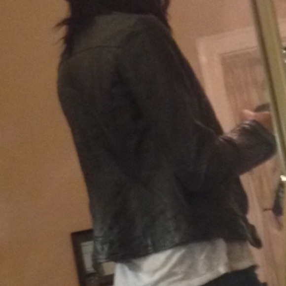 Grey Leather Moto jacket - Picture 2 of 4