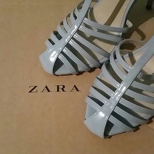 Powder blue t strap heels