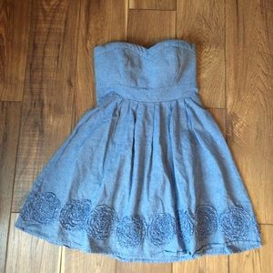 Strapless Chambray Dress