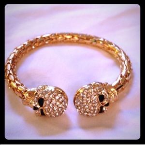 Gold skull and rhinestone bracelet