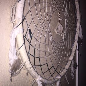 Dream catcher with geode and feathers