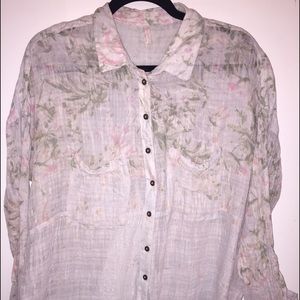 Free people floral button down with open back