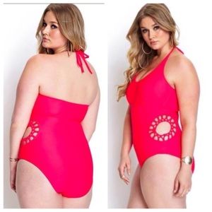 Forever 21 Plus Pink Cutout One piece swimsuit
