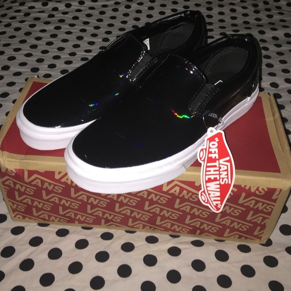 Black Patent Leather Vans (Never worn)