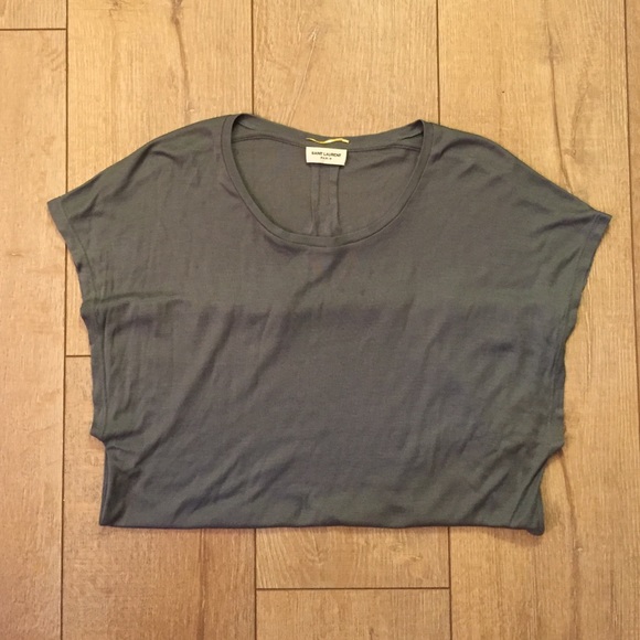 Stunning Khaki Green Saint Laurent Paris Tee