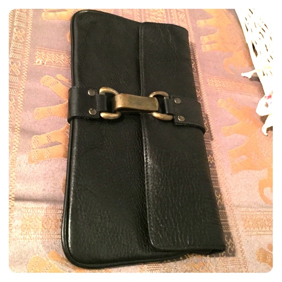Kooba black leather clutch/wristlet