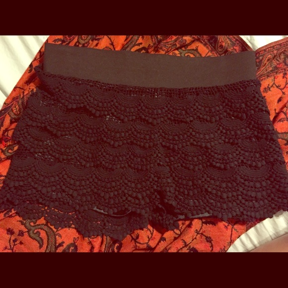 Black Crochet Shorts