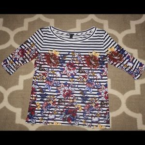 J Crew Floral Striped Tee