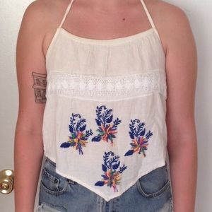 70s embroidered halter top
