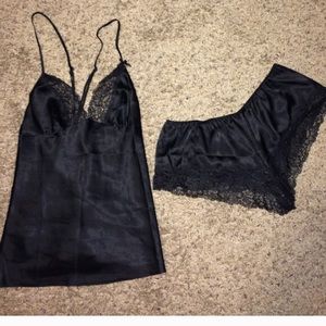 Black satin set