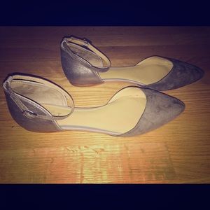 Loft silver faux suede and metallic flats