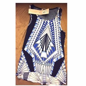NWT- blue and white long tank