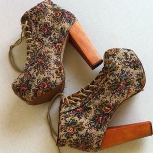 Jeffrey campbell lita floral boots 6.5 platform