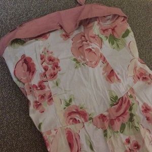 Flowery pink halter dress