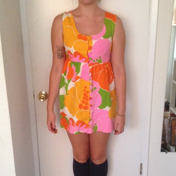 60s/70s floral mini dress