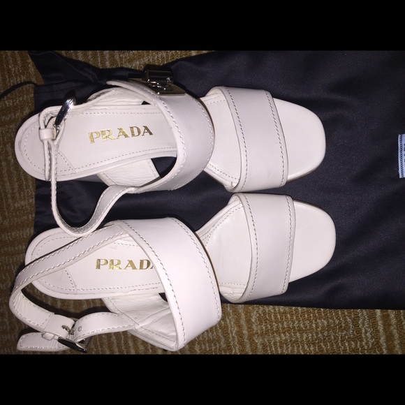Prada, white heels