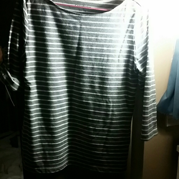 Gray and white striped croft & barrow blouse