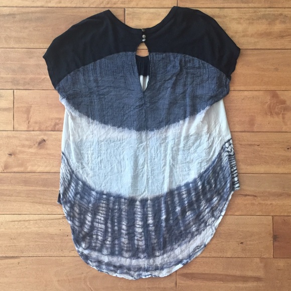 Oversized Black & Beige Boho Boxy Tie Dye Top - Picture 3 of 4