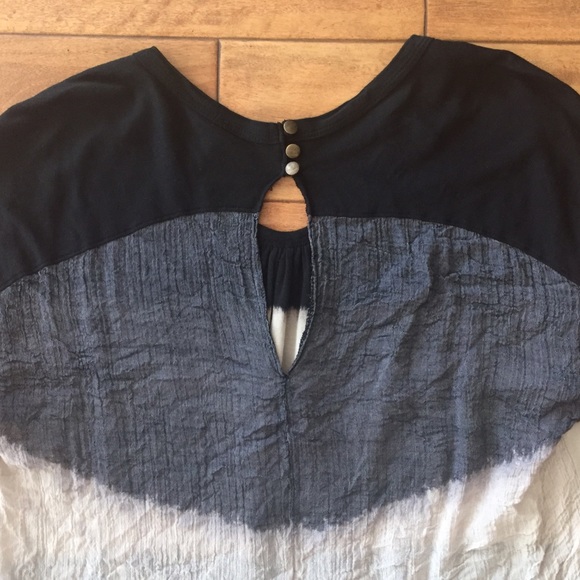 Oversized Black & Beige Boho Boxy Tie Dye Top - Picture 4 of 4