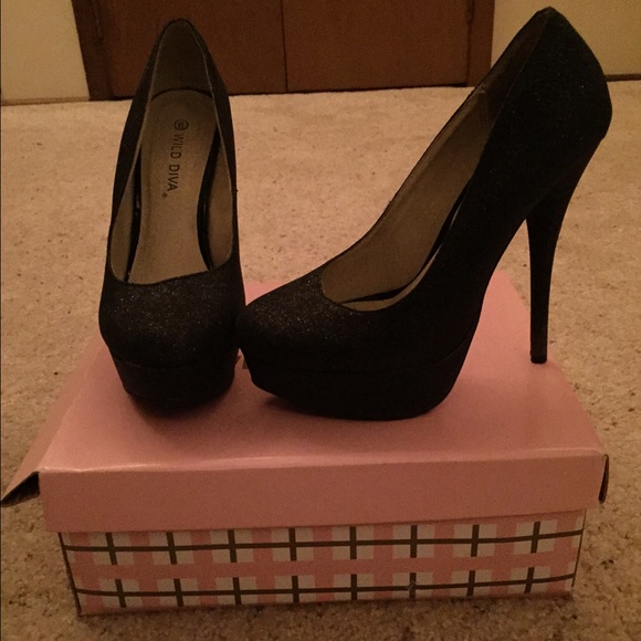 Black glitter heels - Picture 1 of 1