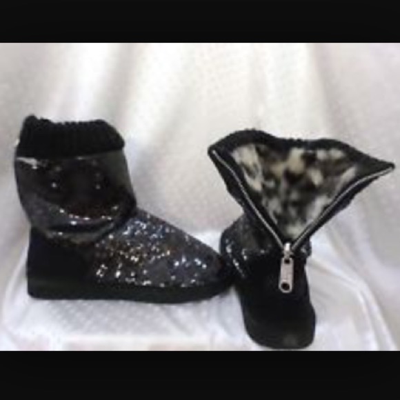 VS PINK black sequin boots