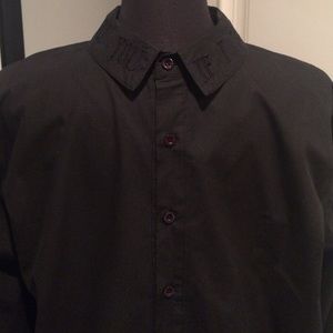 Unif black long sleeve men's collared shirt