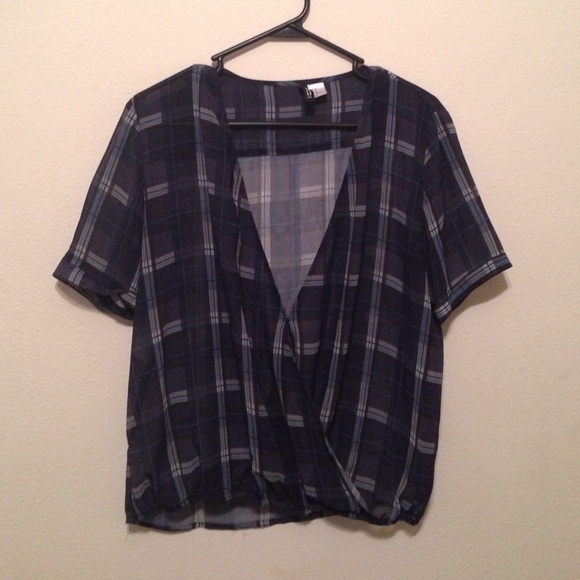 Wraparound plaid top