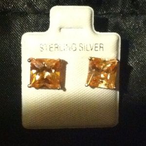 Rose gold plated sterling silver peach studs