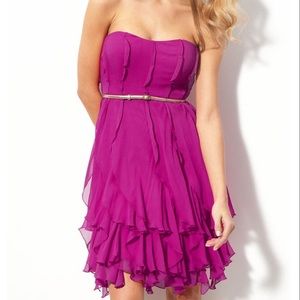 Magenta chiffon strapless dress