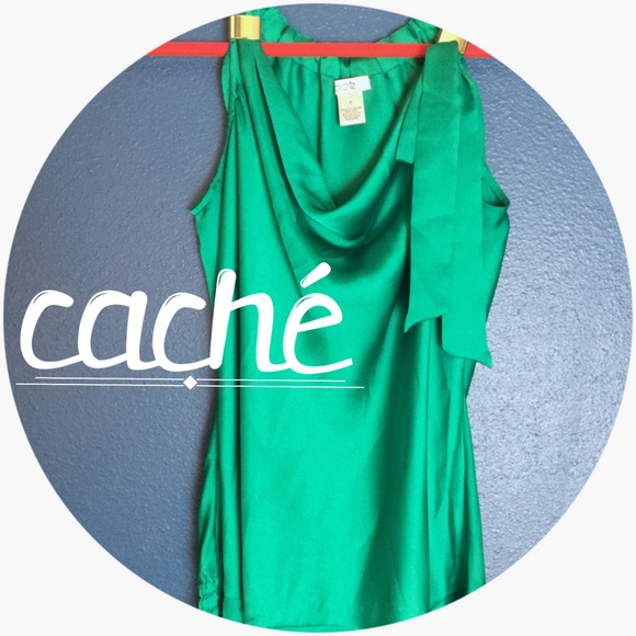 Caché Emerald Top w/Gold Embellishments