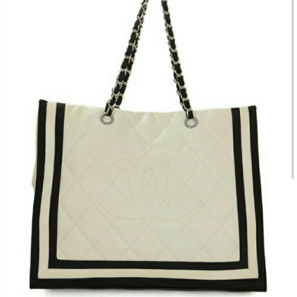 CHANEL Handbags - CHANEL White Lambskin Quilted XL Tote SHW